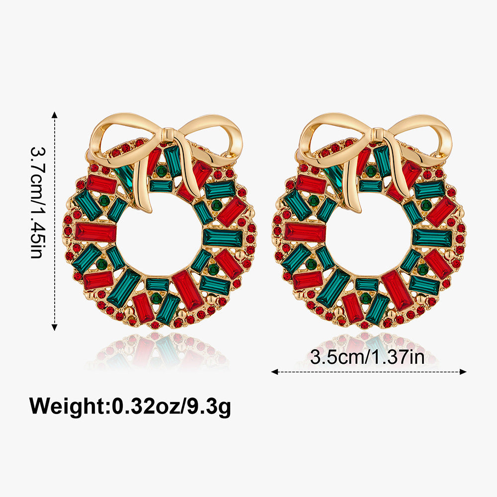 Wholesale Christmas tree atmosphere hollow five-pointed star diamond earrings